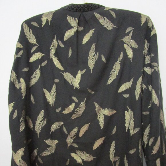 Golden Feather Top Blouse Black Rayon Georgette Bohemian - Picture 10 of 10